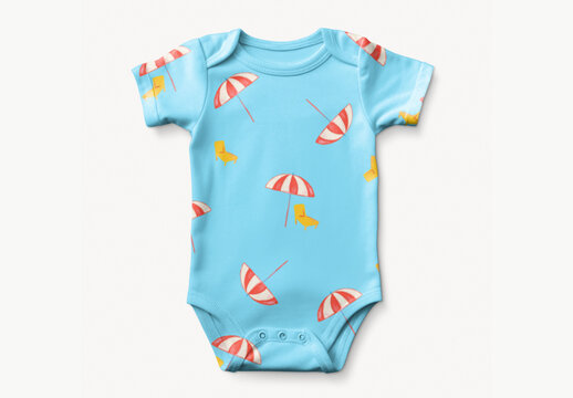 Apparel Flatlay Blue Baby Romper Mockup With Generative AI