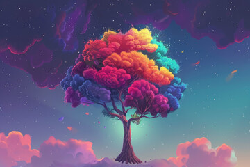 Colorful tree background for graphics use. Created with Ai