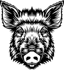 Wild boar silhouette icon in black color. Vector template design.