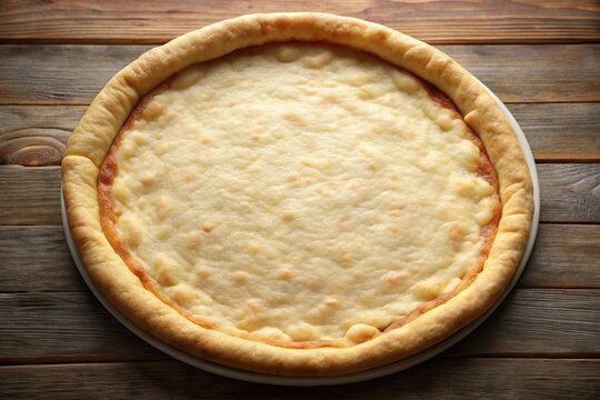 blank empty baked pizza crust on table in a plate