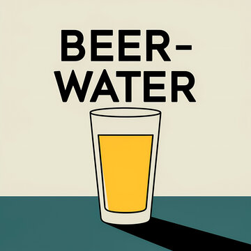 A Minimalist Humurous Modern Illustration of a Beer Glass with a Bold Design on Pastel Background with Typography