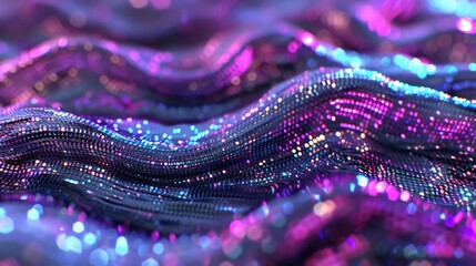 Abstract Digital Landscape with Flowing Lights