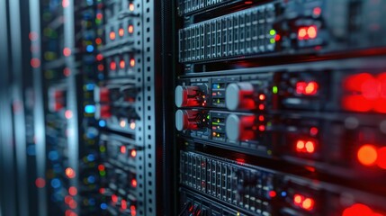 Obraz premium DDoS Attack: A cyberattack where numerous compromised devices flood a single target system with traffic, leading to a denial of service and blocking access for its users. 