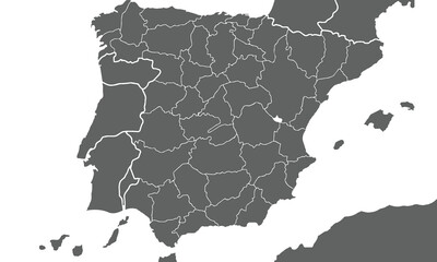 Political Map of Spain map isolated on white background. for website layouts, background, education, precise, customizable, Travel worldwide, map silhouette backdrop, earth geography, political,report