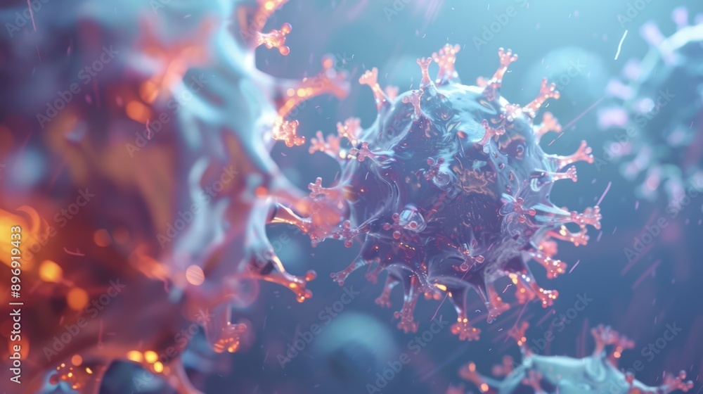 Poster 3d rendering of a virus structure