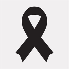 Cancer Ribbon silhouette vector on white background cancer awareness. Symbol healthcare