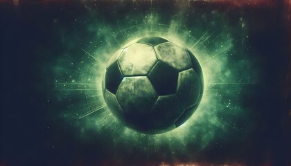Naklejka premium Soccer ball on green background