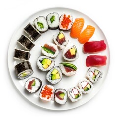 Assorted Sushi Platter on White Plate