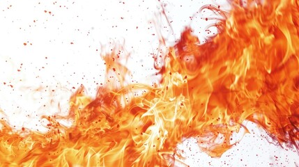Dynamic Flames on White Background