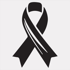 Cancer Ribbon silhouette vector on white background cancer awareness. Symbol healthcare