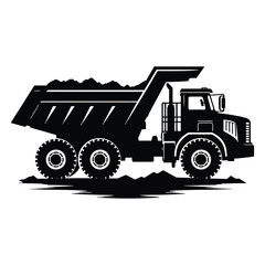 Dump Truck Silhouette Vector Illustration Template