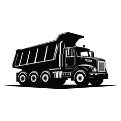 Dump Truck Silhouette Vector Illustration Template