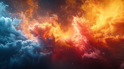 Fototapeta premium Abstract Orange And Blue Nebula Clouds