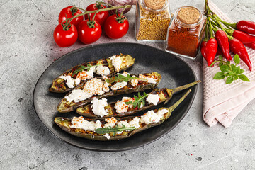 Grilled eggplant with feta cheese