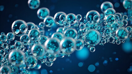 Blue bubbles bokenh illustration.5500x3088 px.