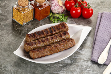 Grilled beef kebab minced meat