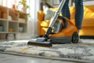 Cleaning the Living Room with a Vacuum Cleaner