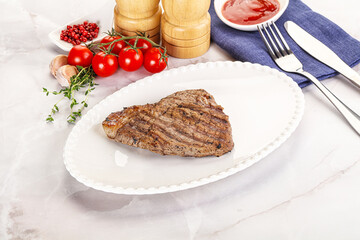 Grilled marble beef steak with sauce