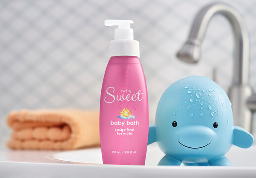  Product Packaging Baby Bath Pump Bottle Mockup With Generative AI