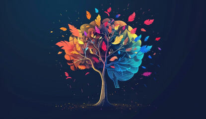 Abstract background with tree. Created with Ai