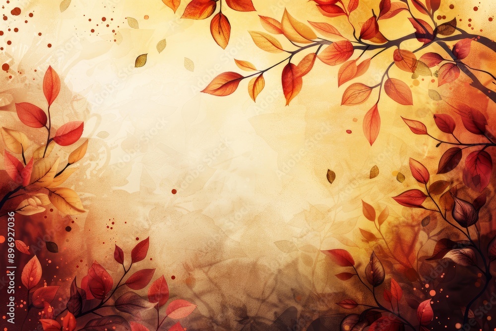 Poster artistic background featuring fall leaves with a gentle bokeh effect and warm tones