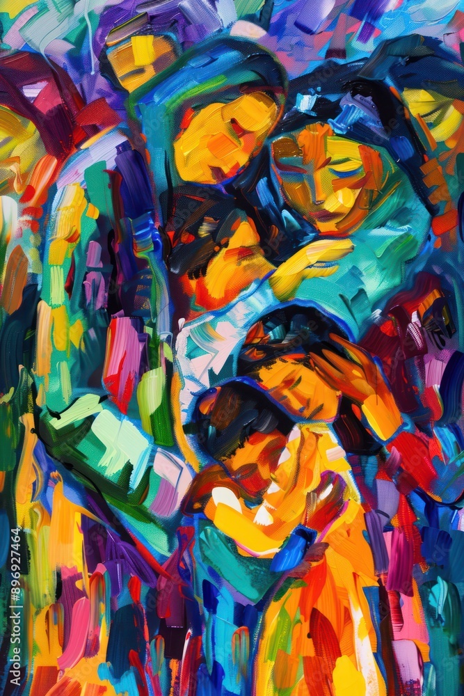 Poster embrace of unity in abstract colors