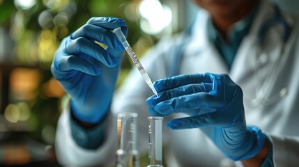 Scientist Using Pipette in Laboratory