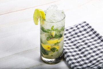 Mojito cocktail with lime and rum