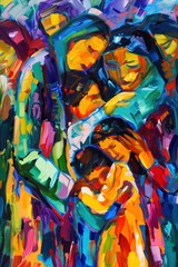 Fototapeta premium Embrace of Unity in Abstract Colors