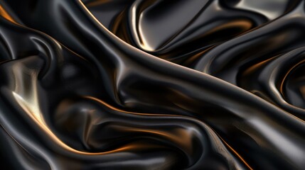 Obraz premium Luxurious Black Satin Fabric Close-Up
