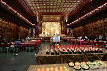 シンガポール　仏牙寺龍華院の屋内