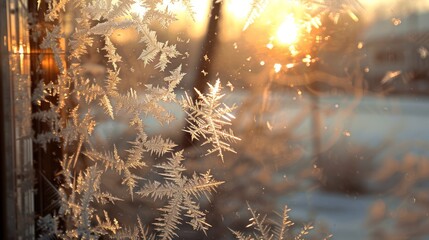 Frost Patterns Illuminated by Sunset