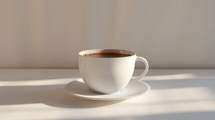 Elegant White Coffee Cup on Saucer