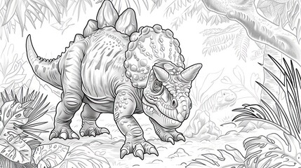 Triceratops in a Prehistoric Jungle