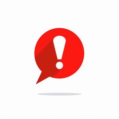
simple vector icon of an exclamation mark in a red speech bubble on a white background