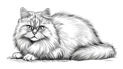 Fluffy Persian Cat Illustration