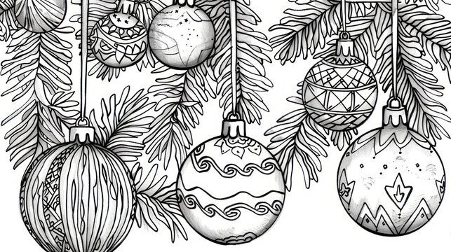 Intricate Christmas Ornaments Illustration