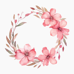 Fototapeta premium Delicate floral wreath watercolor art