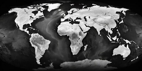 Black and white photo of Earth showing continents and oceans, Earth, black and white, monochrome, planet, global, geography