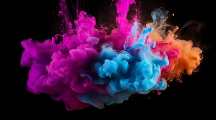 Color powder splash rainbow background, paint holi smoke colour abstract, -KI Generiertes Bild- 