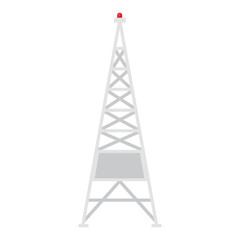 Tall white radio tower with red light