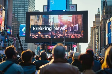 breaking news broadcast on large screen