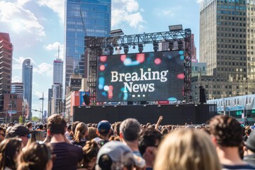 breaking news broadcast on large screen