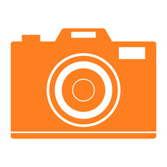Orange Camera Icon, Isolated on White