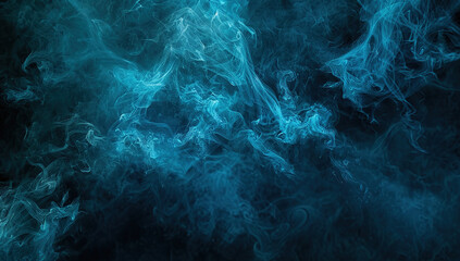 Abstract Blue Smoke on Black Background. High-Definition Realistic Wallpaper with Ethereal and Mystical Atmosphere. Perfect for Modern and Futuristic Design Concepts.