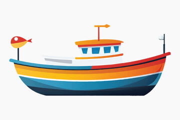 Naklejka premium Colorful fishing boat illustration