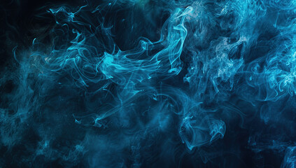 Obraz premium Abstract Blue Smoke on Black Background. High-Definition Realistic Wallpaper with Ethereal and Mystical Atmosphere. Perfect for Modern and Futuristic Design Concepts.