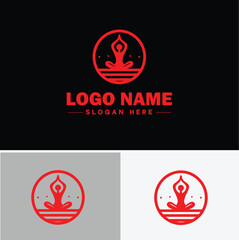 yoga studio icon Yoga sanctuary Yoga center Yoga school flat logo sign symbol editable vector