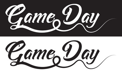 Game Day, Sport, Gameday, Cut Files, Silhouette, Cricut.  isolated on white and black background. EPS 10 