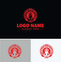 yoga studio icon Yoga sanctuary Yoga center Yoga school flat logo sign symbol editable vector